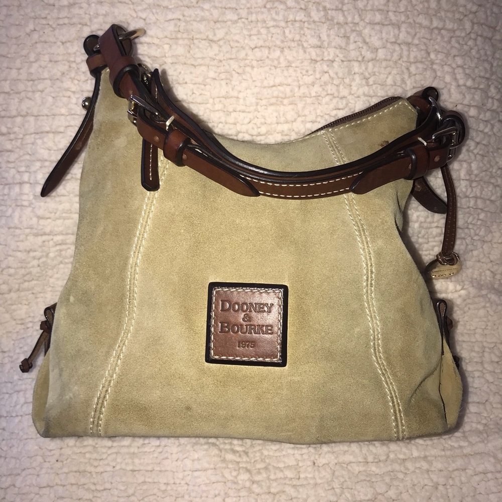 Dooney & Bourke tan suede w/ brown leather straps